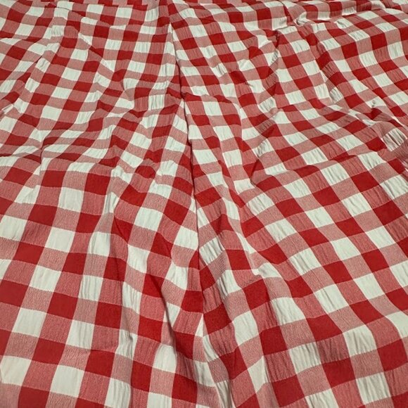 Red Gingham Maxi Skirt High Waist A-Line with Pockets - Picture 6 of 8